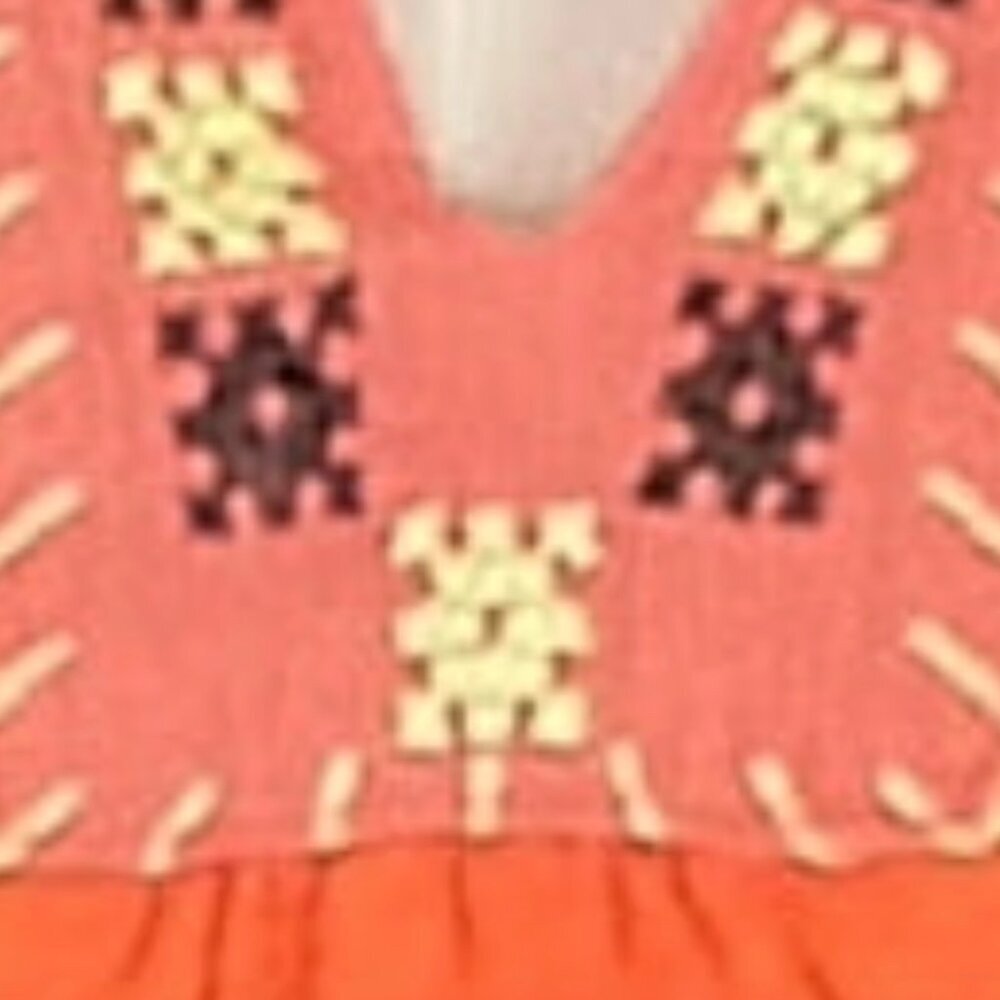 Free People Vintage Y2K Orange Embroidered Shirt Top Size Medium - Picture 11 of 11